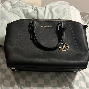 Michael Kors Black Satchel with Gold Hardware